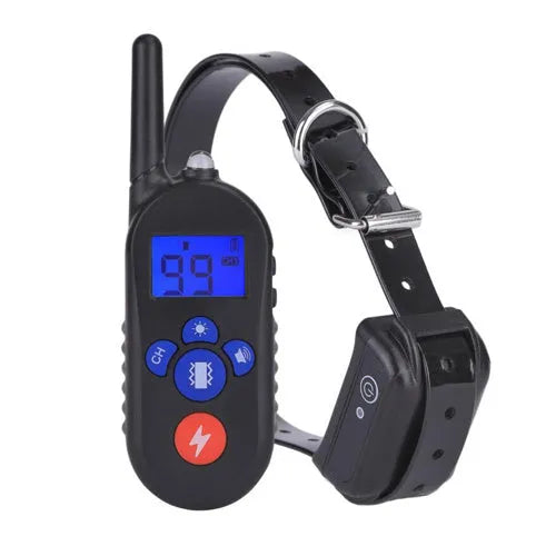 Remote control dog training collar with adjustable TUP strap, waterproof, rechargeable, black or orange