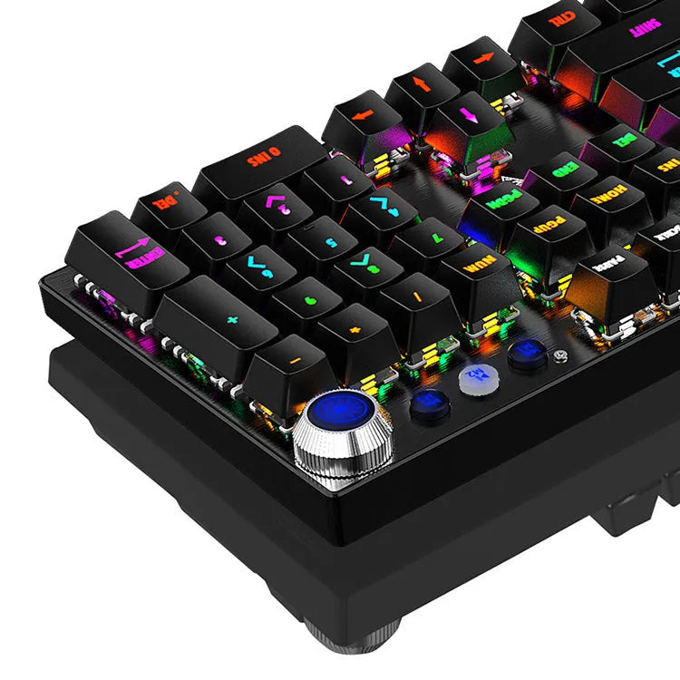 Wired USB mechanical keyboard with replaceable axle, 104 keys, metal body, black or silver white, 1.6m cable