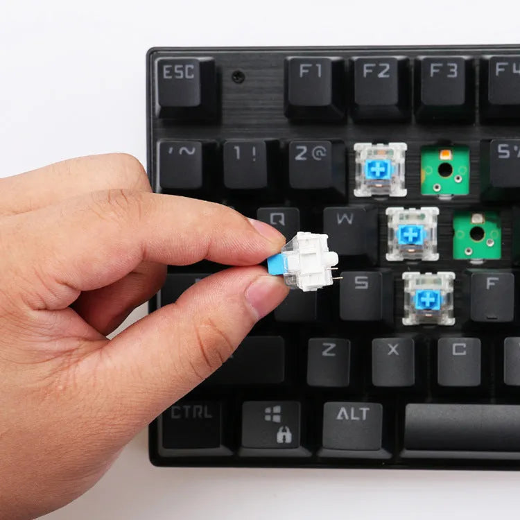 Wired USB mechanical keyboard with replaceable axle, 104 keys, metal body, black or silver white, 1.6m cable