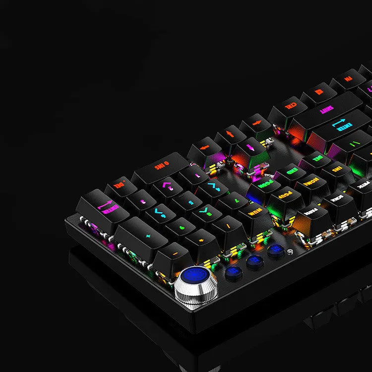 Wired USB mechanical keyboard with replaceable axle, 104 keys, metal body, black or silver white, 1.6m cable