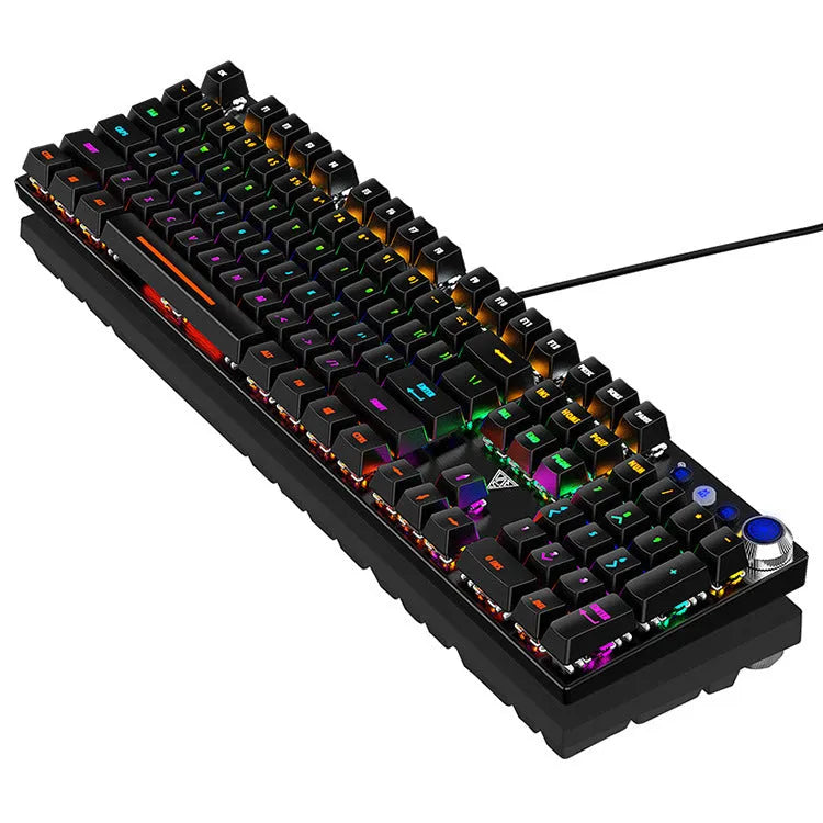Wired USB mechanical keyboard with replaceable axle, 104 keys, metal body, black or silver white, 1.6m cable