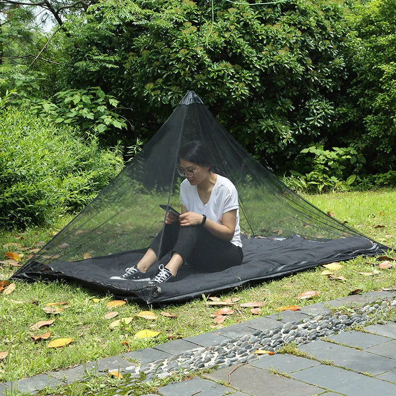 Portable foldable mesh mosquito net tent, 220x120x100cm, 325g, black or army green, with storage sack