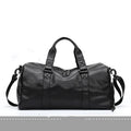 Large black waterproof PU leather sports training bag with multiple compartments and organisational pockets