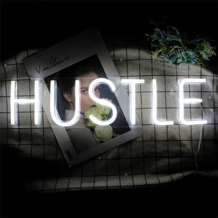 HUSTLE LED neon light tube with transparent back panel, USB powered, 500mm length