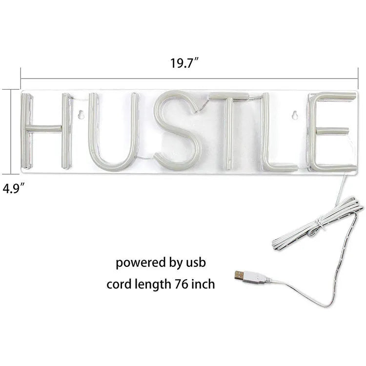 HUSTLE LED neon light tube with transparent back panel, USB powered, 500mm length