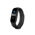 M5 smart bracelet in black showing heart rate monitoring on 0.96-inch screen