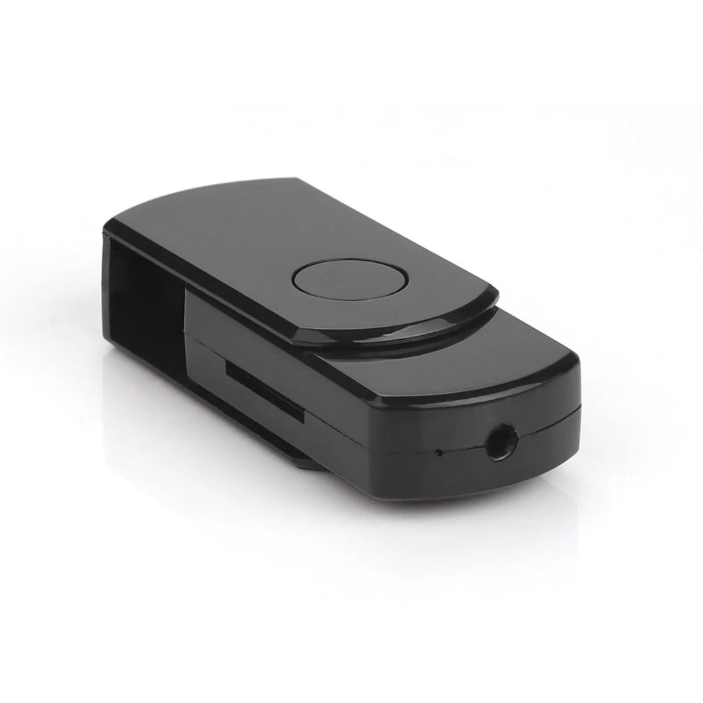 Black U03 recording rotary card U disk with USB 2.0 and TF card, 52 x 20 x 12 mm plastic body