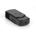 Black U03 recording rotary card U disk with USB 2.0 and TF card, 52 x 20 x 12 mm plastic body