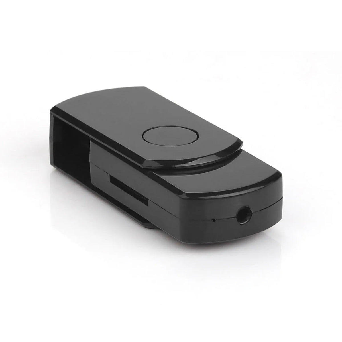 Black U03 recording rotary card U disk with USB 2.0 and TF card, 52 x 20 x 12 mm plastic body