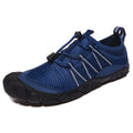 Men's and women's low-cut mesh river tracing shoes with elastic band closure in multiple colours.