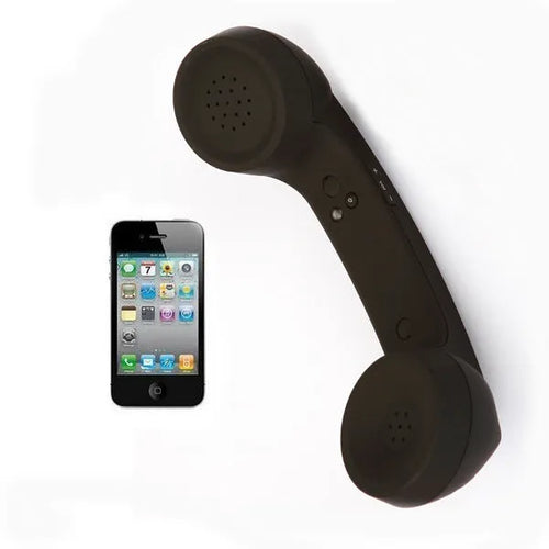 Retro-style Bluetooth wireless headset microphone in hanging-ear design, shown in multiple colour options.