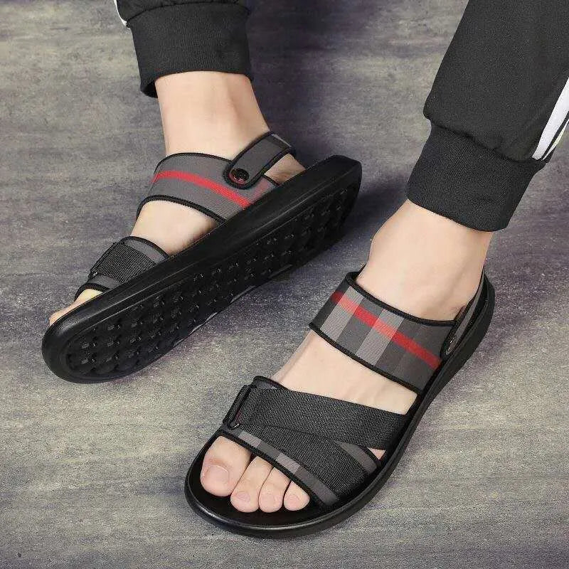 Youth leisure sports sandals with blue Lycra upper and polyurethane sole on a white background.