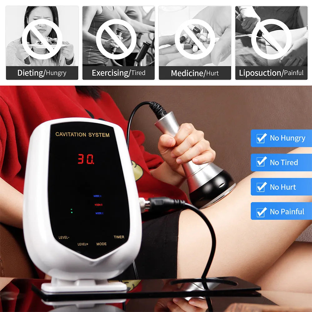 Black and white ABS ultrasonic cavitation machine with 40KHz head for body sculpting