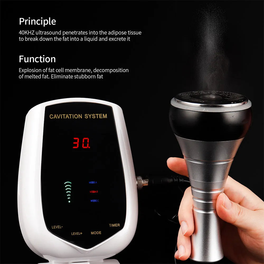 Black and white ABS ultrasonic cavitation machine with 40KHz head for body sculpting
