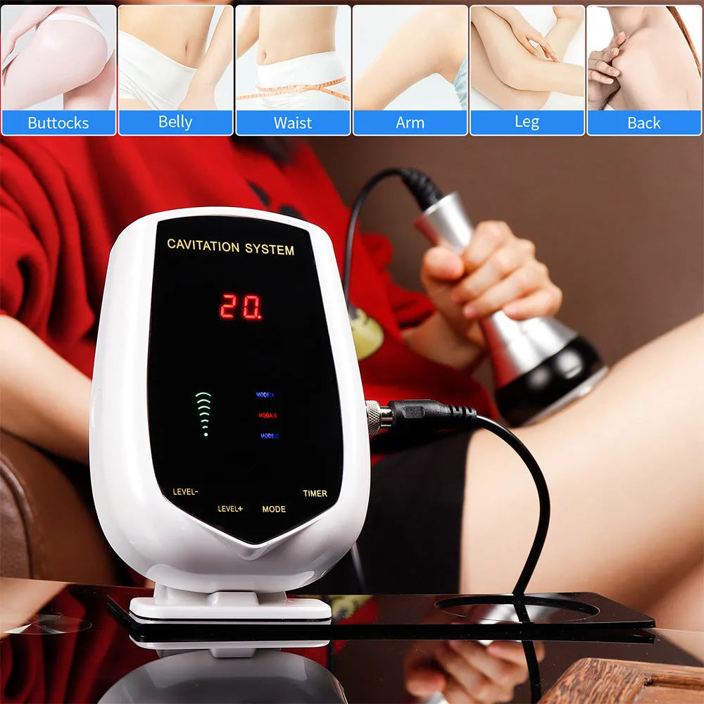 Black and white ABS ultrasonic cavitation machine with 40KHz head for body sculpting
