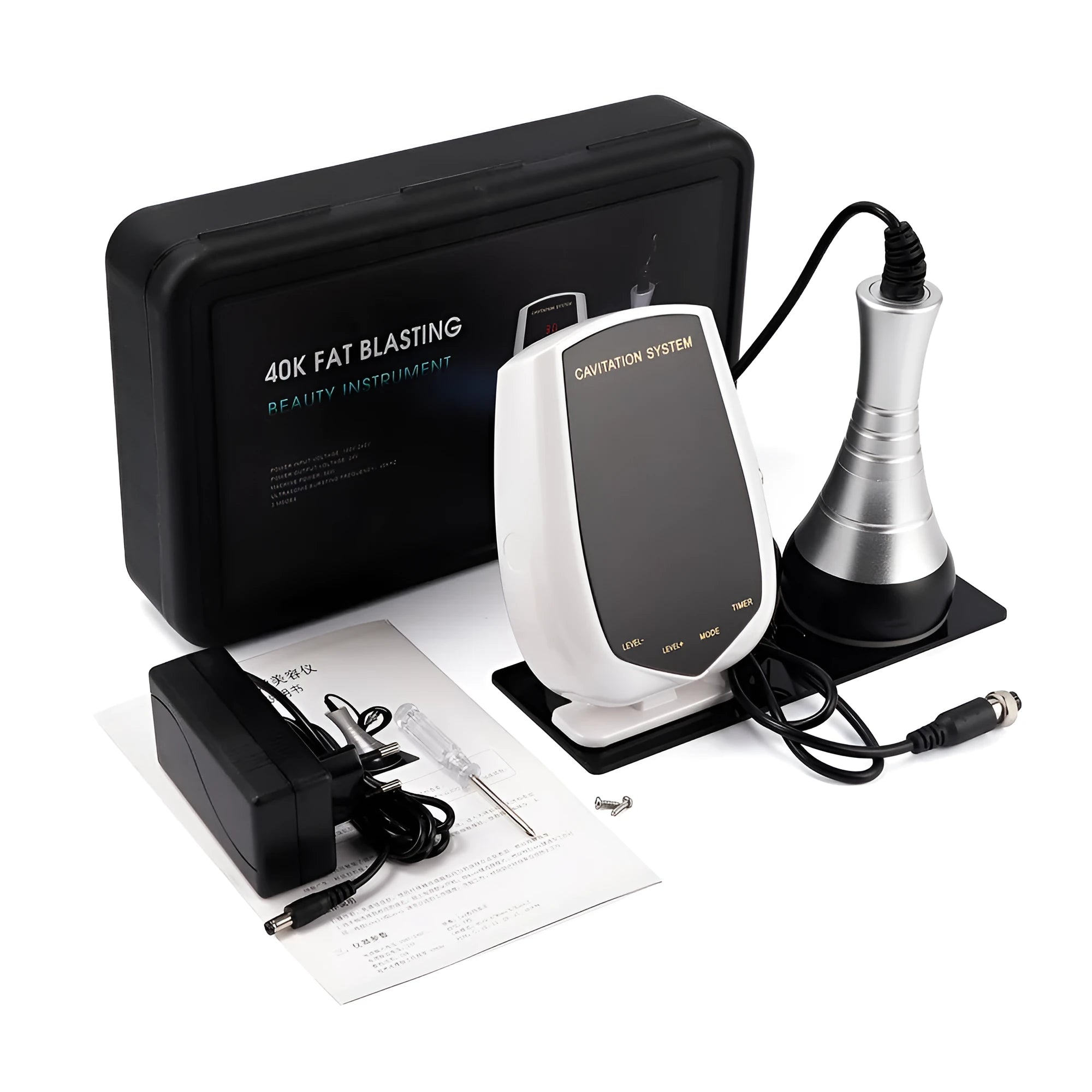 Black and white ABS ultrasonic cavitation machine with 40KHz head for body sculpting