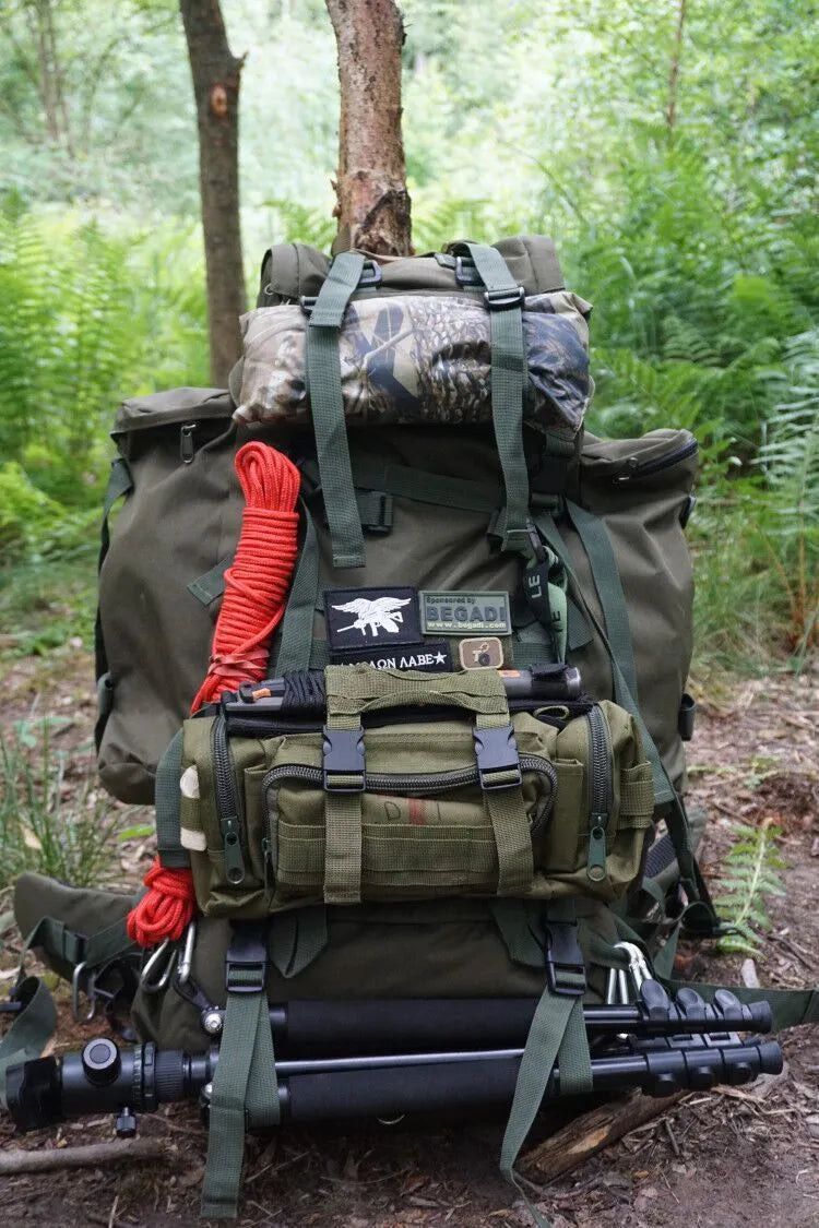 36-55L polyester tactical mountaineering backpack in black, navy, grey, or camouflage for hiking and camping