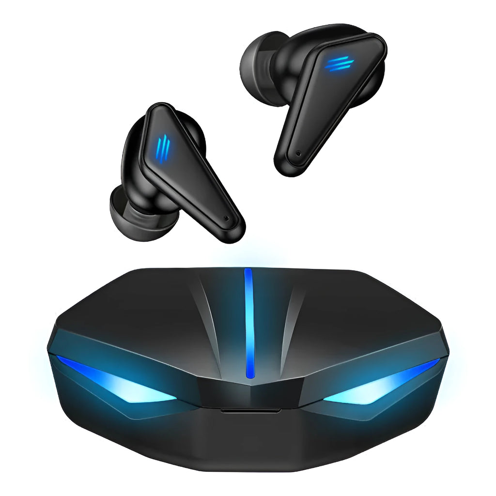 Blue Private Model K55 wireless Bluetooth gaming headset with TWS earbuds.