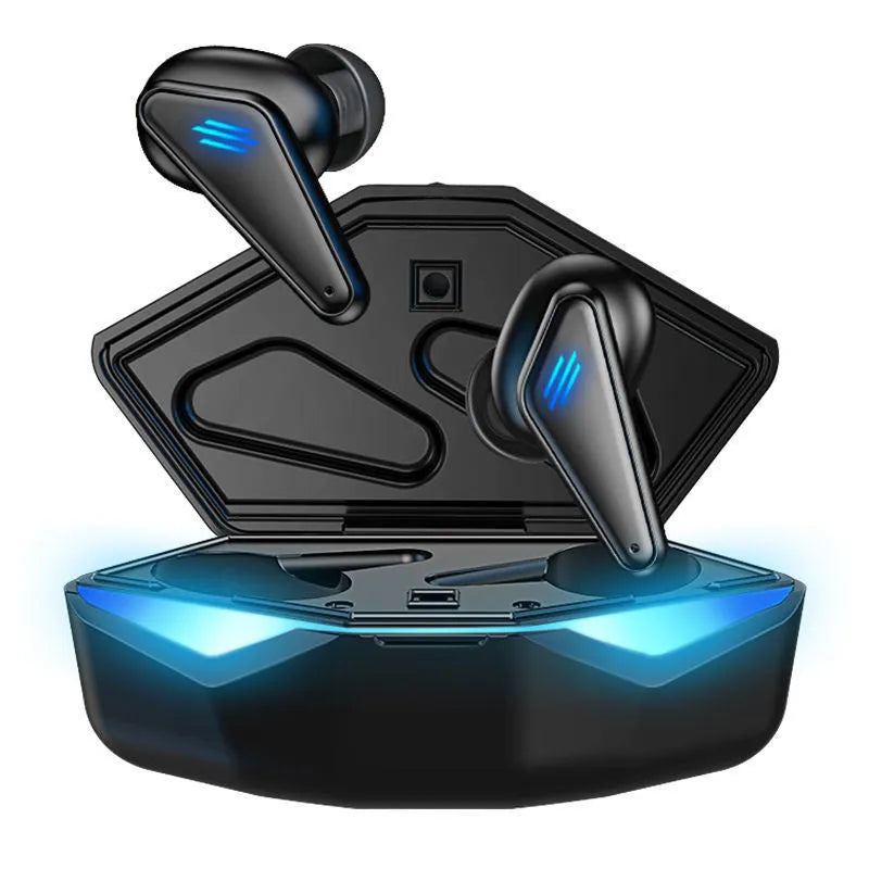 Blue Private Model K55 wireless Bluetooth gaming headset with TWS earbuds.