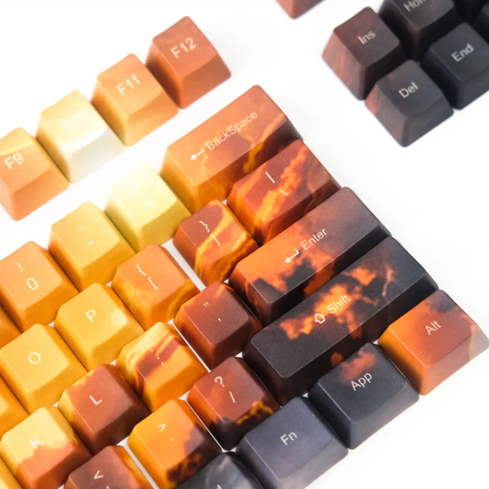 Saturn engraved mechanical keyboard keycap set with 110 keys showing top and side engraving style options