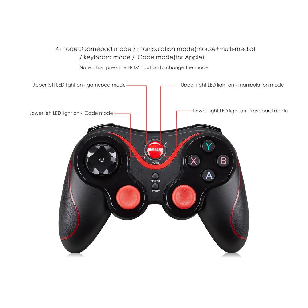 Black wireless Bluetooth gamepad for Android and iOS mobile phones