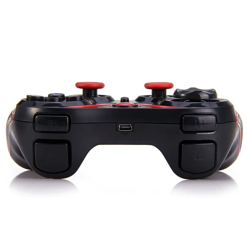 Black wireless Bluetooth gamepad for Android and iOS mobile phones