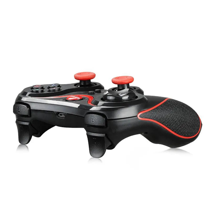 Black wireless Bluetooth gamepad for Android and iOS mobile phones