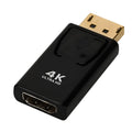 Black DisplayPort to HDMI adapter cable supporting 4K resolution for computer to monitor connections