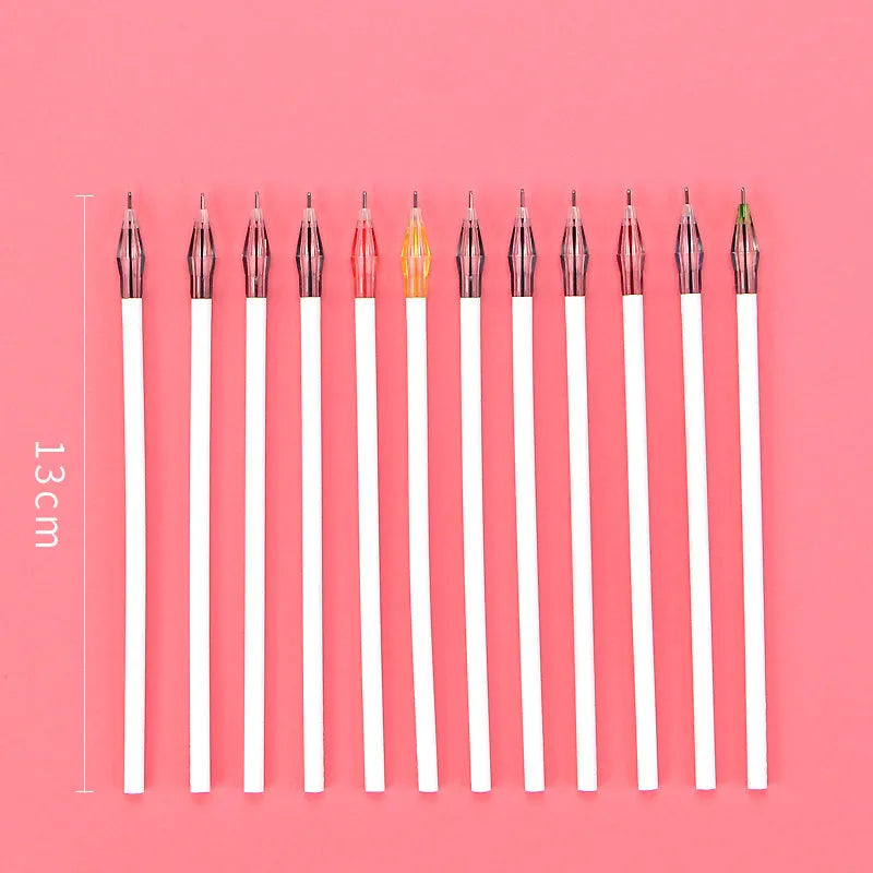Colourful peacock feather design gel pen set of 12 with fine 0.5mm tip on white background