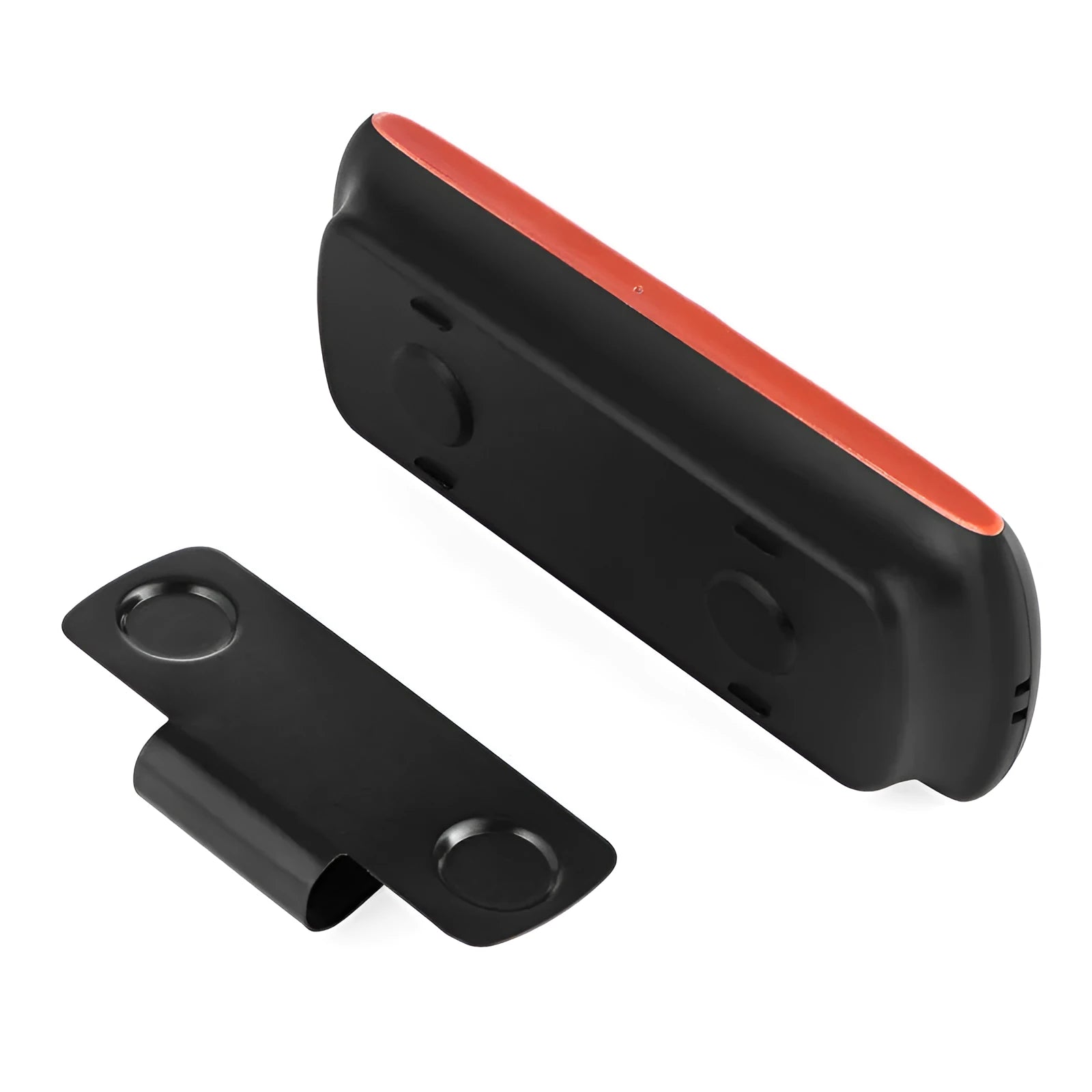 Orange plastic Bluetooth car hands-free speaker designed for sun visor mounting