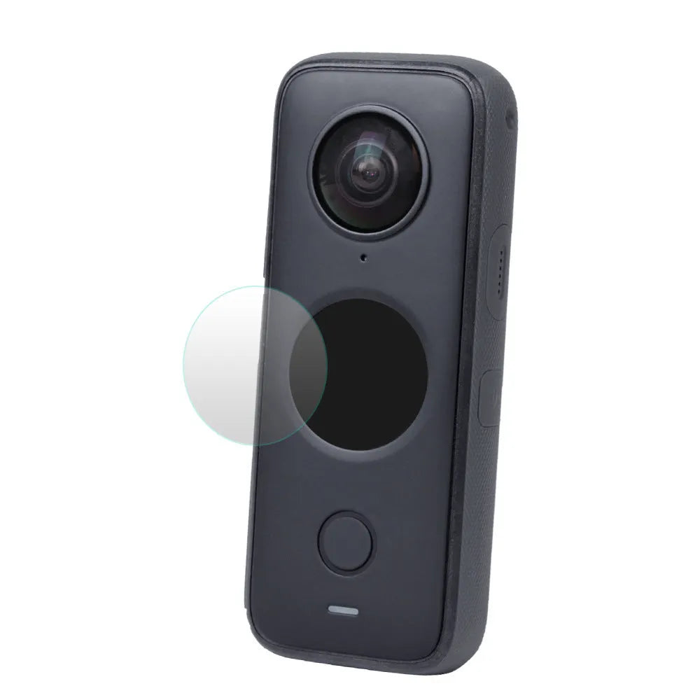 Black tempered glass screen protector for Insta360 ONE X2 camera lens with application tools