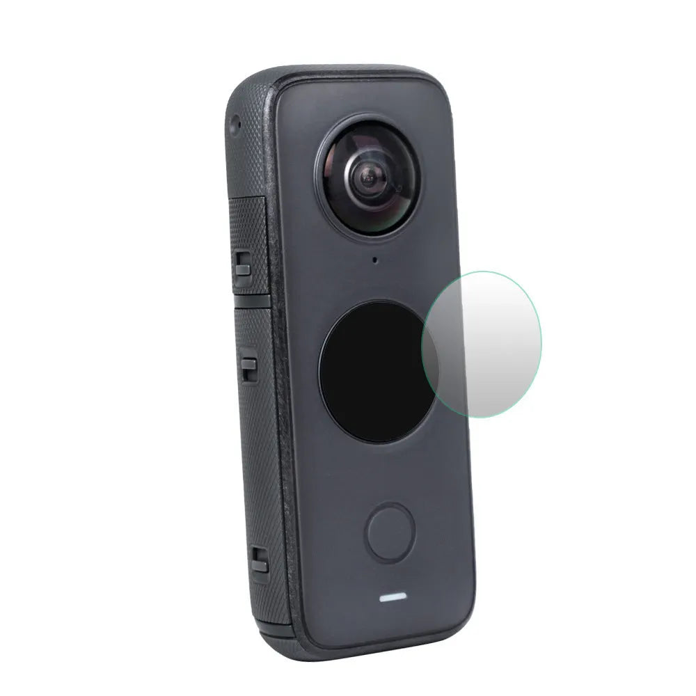 Black tempered glass screen protector for Insta360 ONE X2 camera lens with application tools