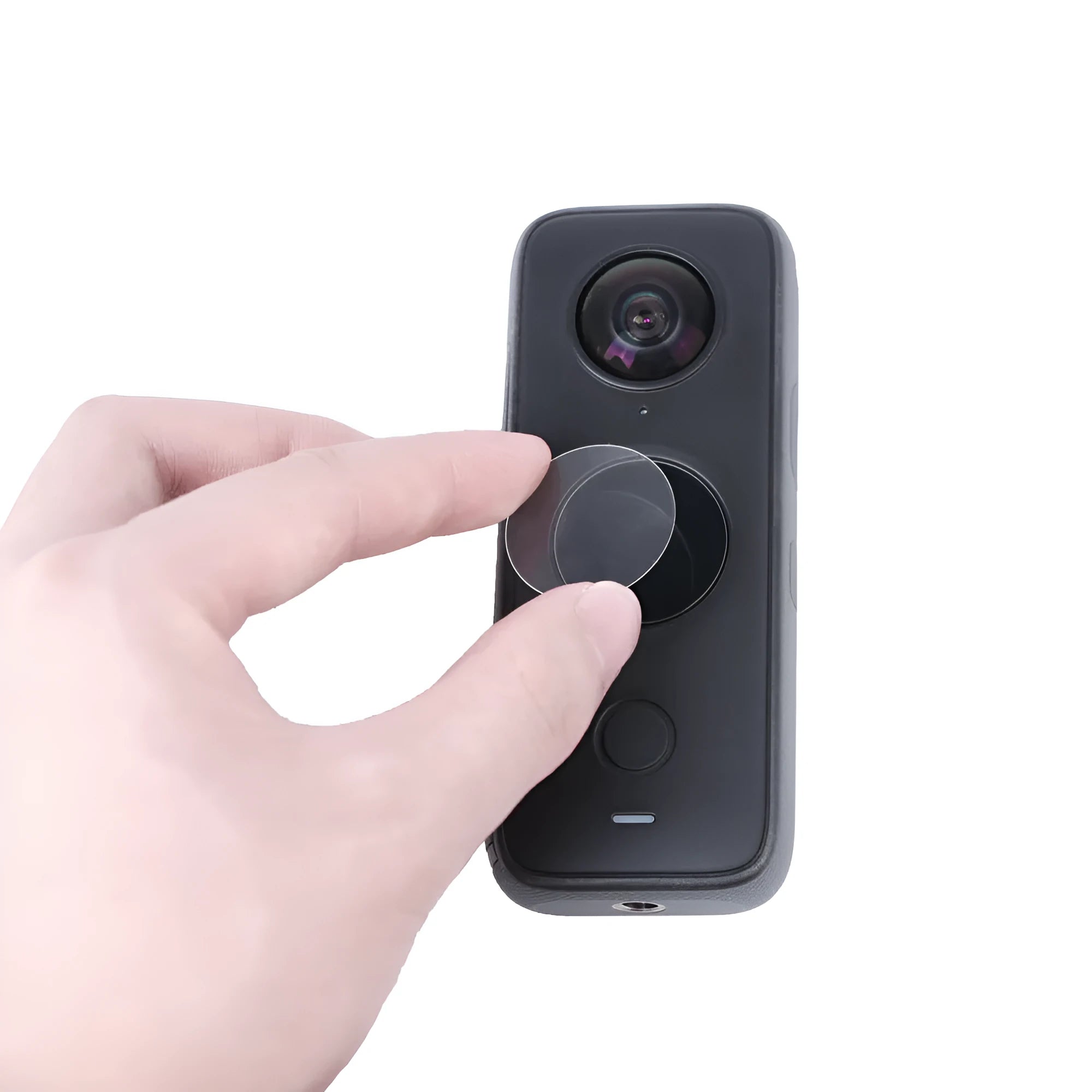 Black tempered glass screen protector for Insta360 ONE X2 camera lens with application tools