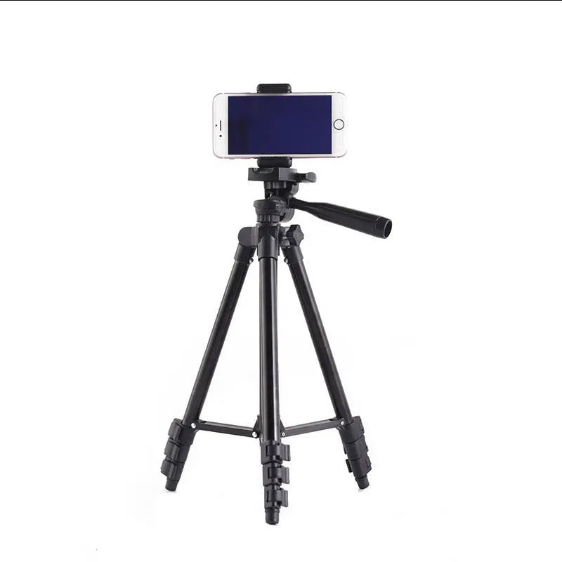 Black aluminium alloy portable camera tripod with 3D head fully extended to 102cm