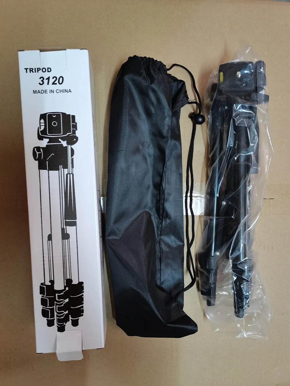 Black aluminium alloy portable camera tripod with 3D head fully extended to 102cm