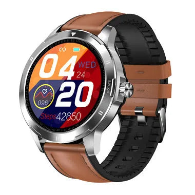 Waterproof sports smart bracelet with circular screen showing call notifications on silicone wristband