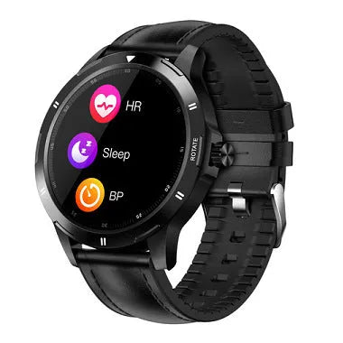 Smart waterproof silicone sports bracelet with a circular 1.28-inch IPS screen displaying information.
