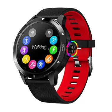 Waterproof sports smart bracelet with circular screen showing call notifications on silicone wristband
