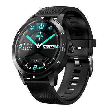 Waterproof sports smart bracelet with circular screen showing call notifications on silicone wristband
