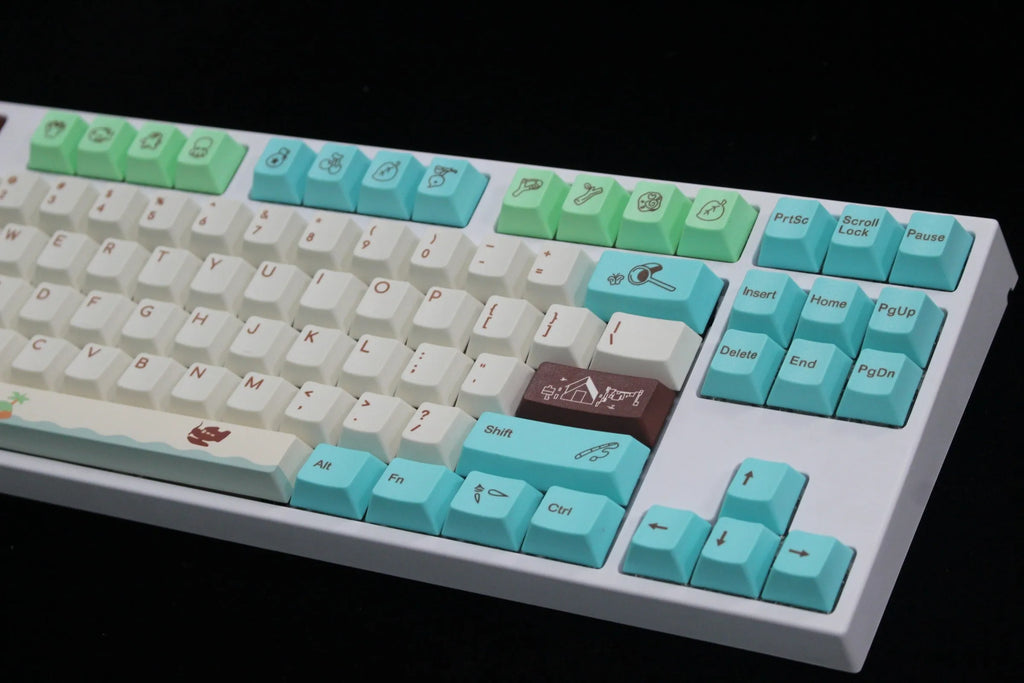 Animal Crossing keycap set in standard configuration colour with PBT thermal sublimation printing at original factory height