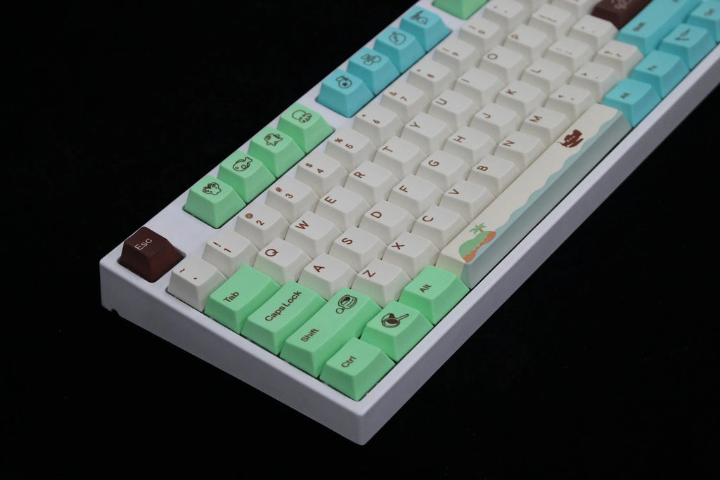 Animal Crossing keycap set in standard configuration colour with PBT thermal sublimation printing at original factory height