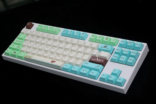 Animal Crossing keycap set in standard configuration colour with PBT thermal sublimation printing at original factory height