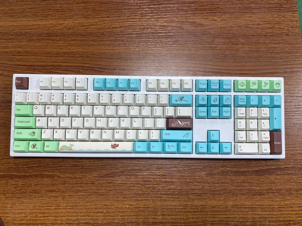 Animal Crossing keycap set in standard configuration colour with PBT thermal sublimation printing at original factory height