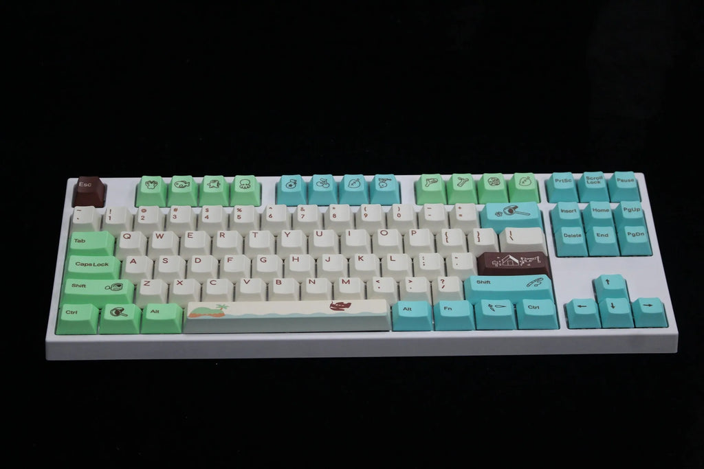 Animal Crossing keycap set in standard configuration colour with PBT thermal sublimation printing at original factory height