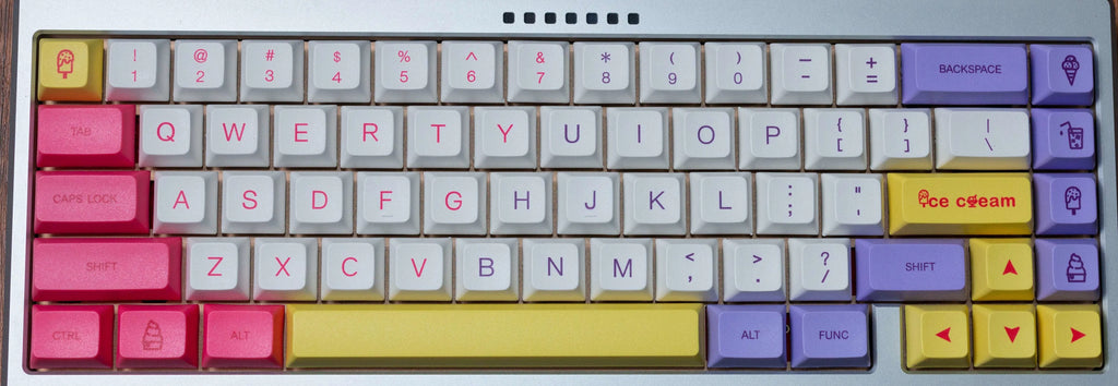 Ice Cream Macaroni Key Cap wireless USB keyboard with colourful keycaps, Ice Cream Cup design