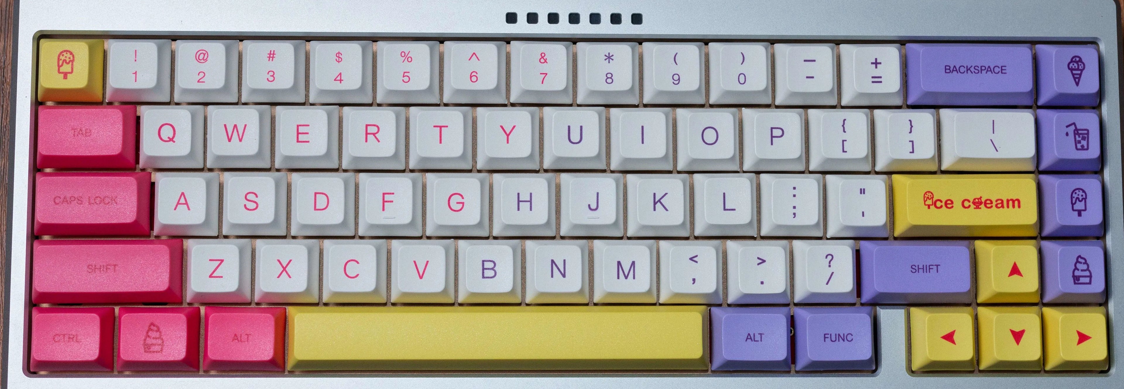 Ice Cream Macaroni Key Cap wireless USB keyboard with colourful keycaps, Ice Cream Cup design