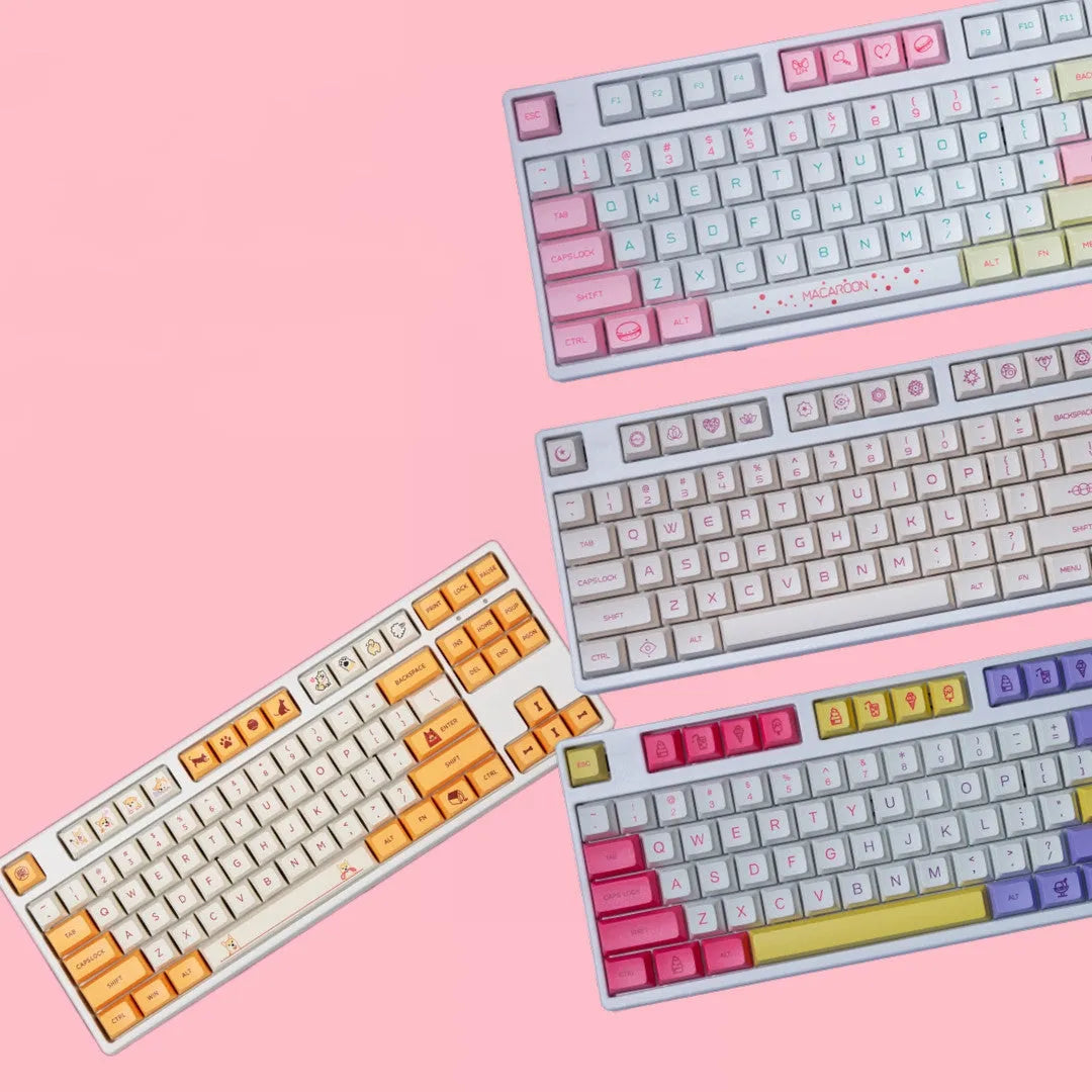 Ice Cream Macaroni Key Cap wireless USB keyboard with colourful keycaps, Ice Cream Cup design