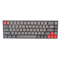Set of 68 PBT keycaps for a mechanical keyboard in various colour options on a grey background.