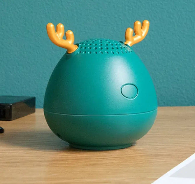 Compact portable Bluetooth speaker with white finish showing 75mm diameter dimensions
