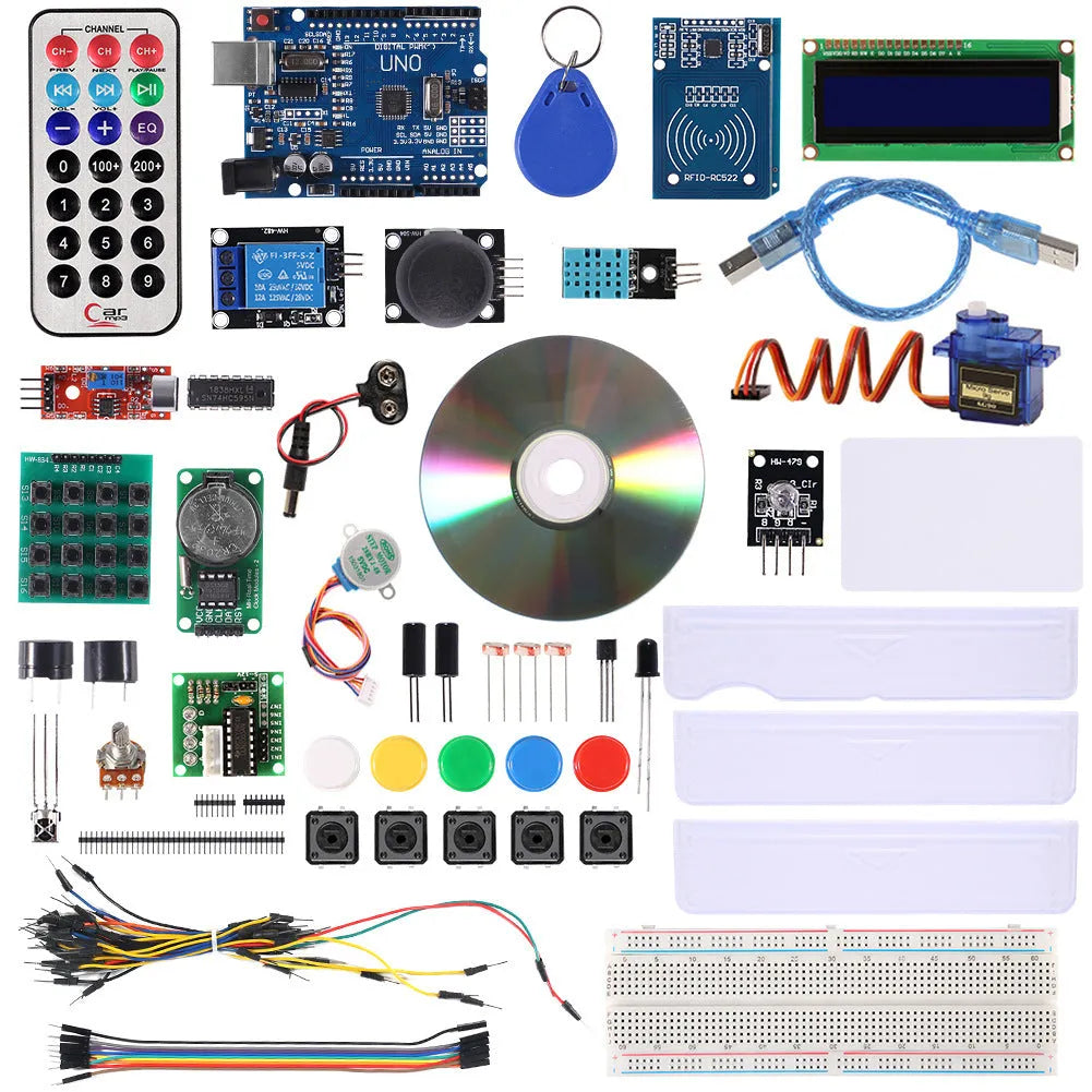 Arduino Improved UNO R3 RFID Starter Kit with 1602 I2C LCD, RFID module, DS1302 clock and white colour option